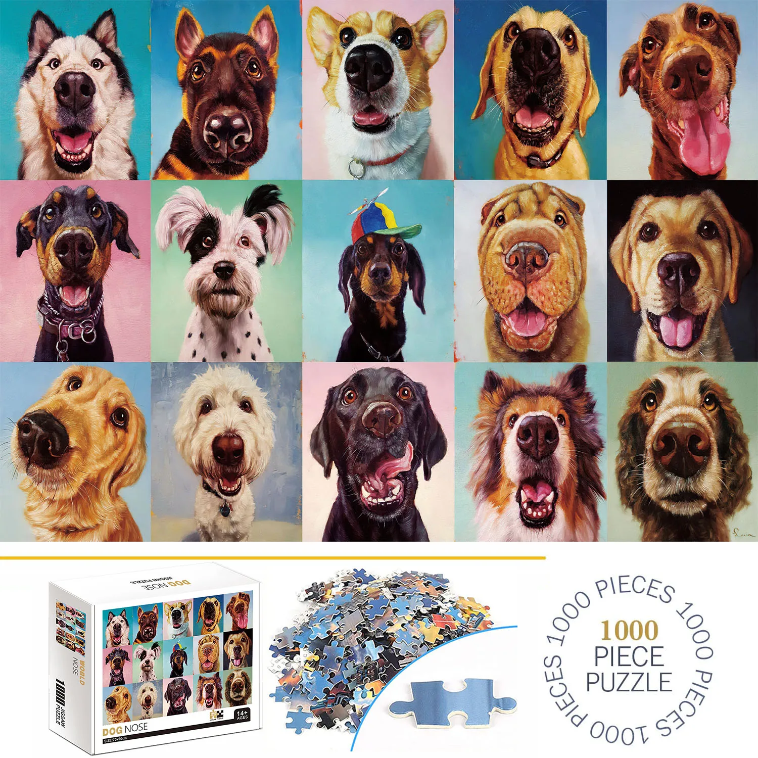Dog Nose Puzzle 1000 Pieces | Fun Mindful Jigsaw by Spencer Vibes