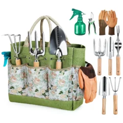 9-Piece Garden Hand Tool Set | Complete Gardening Kit with Tote