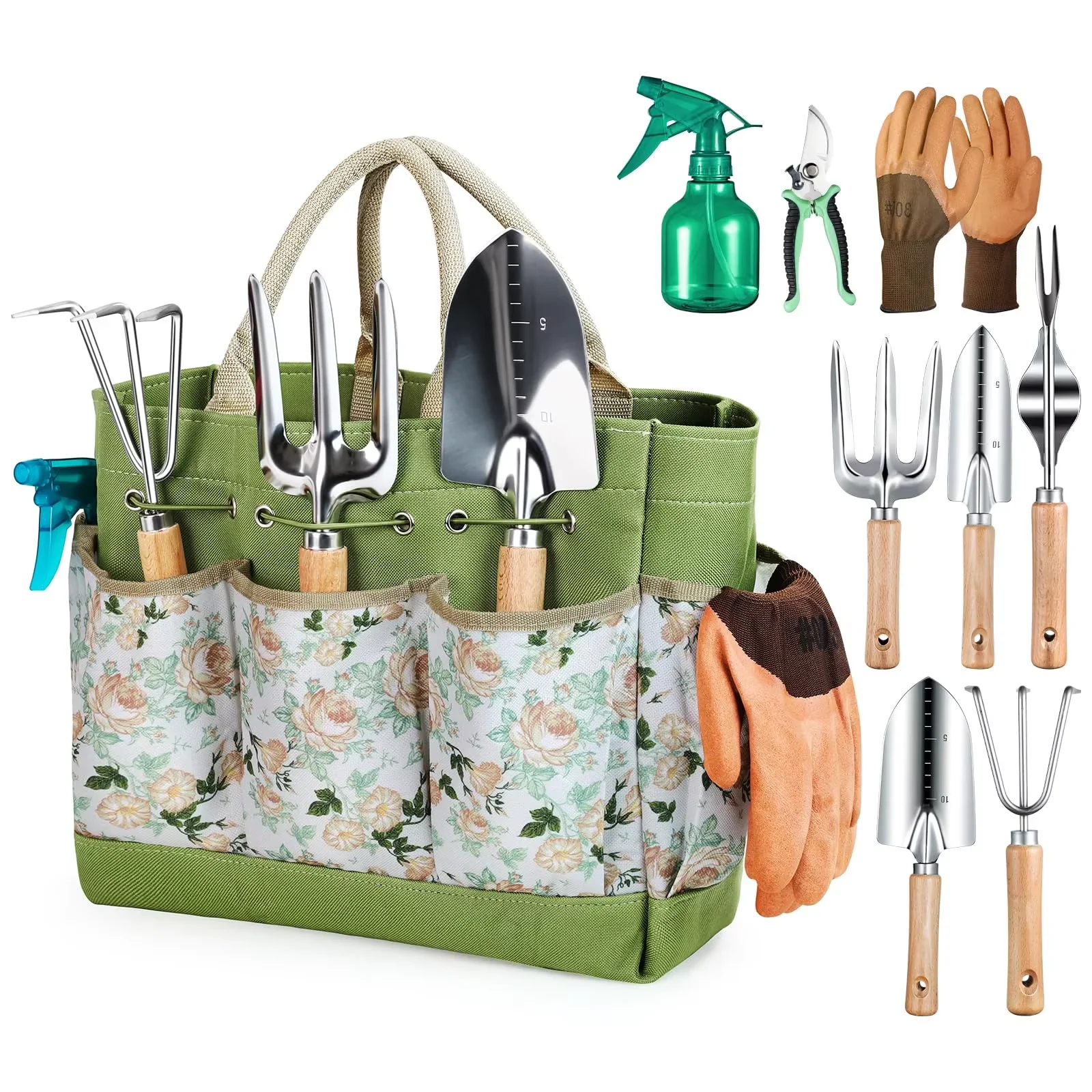 9-Piece Garden Hand Tool Set | Complete Gardening Kit with Tote