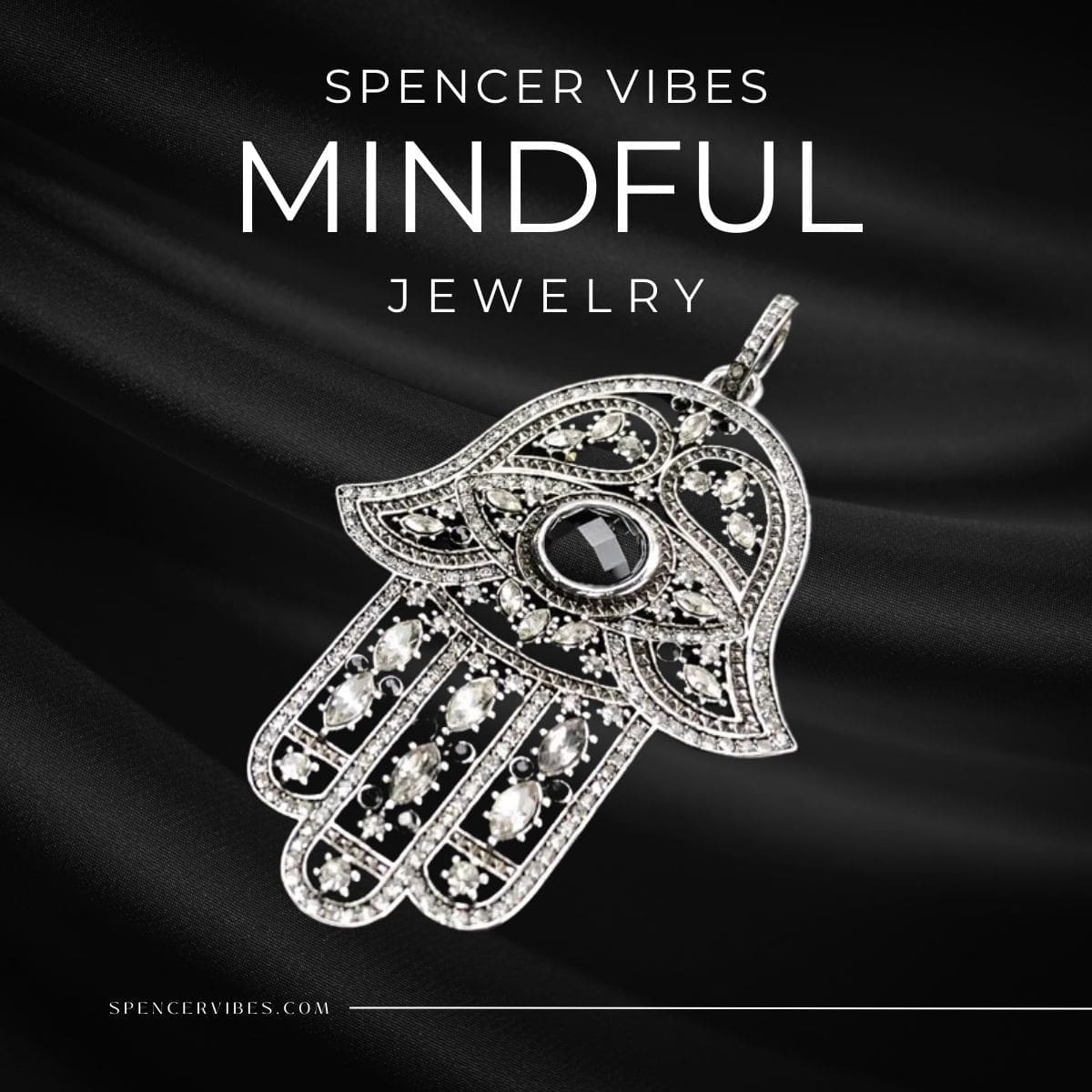 925 Silver Black Hand Pendant with Zircon