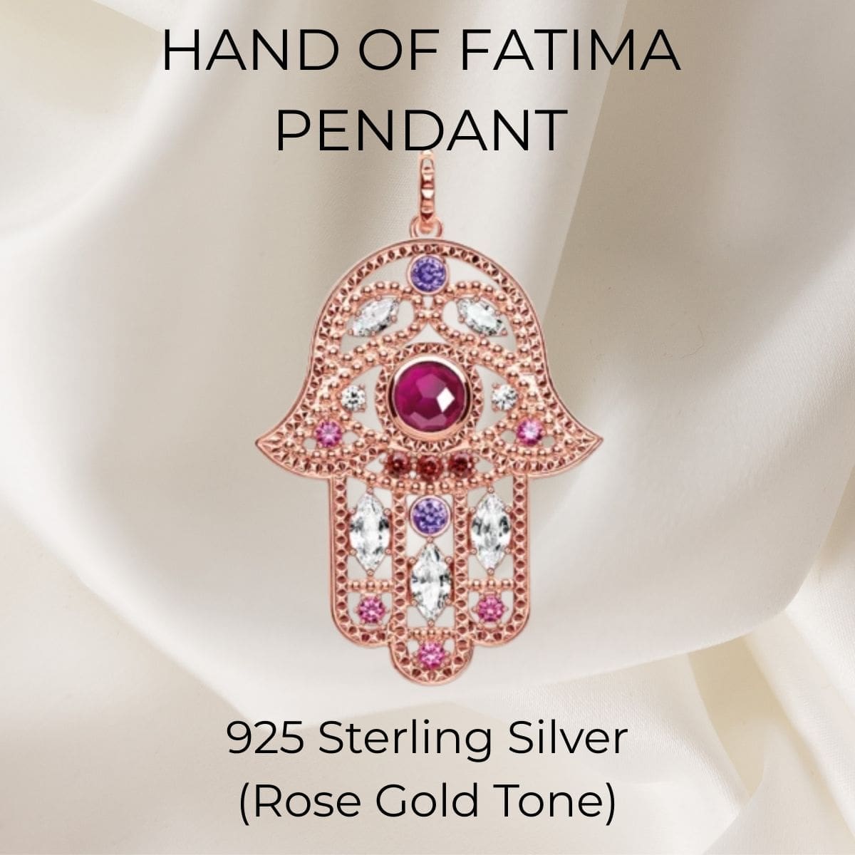 Hand of Fatima Pendant – 925 Sterling Silver