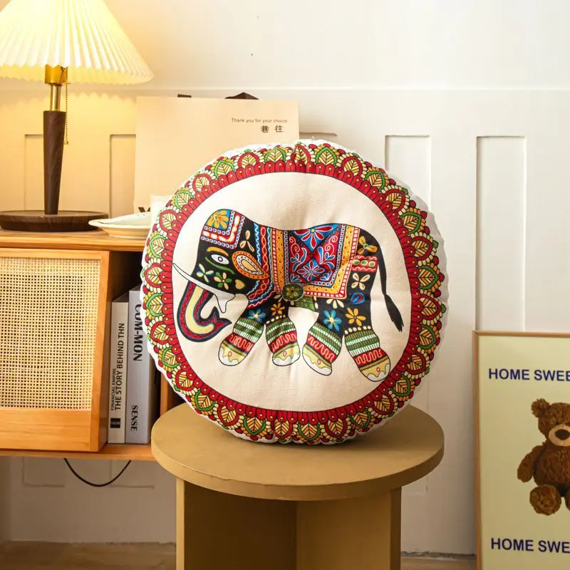 Bohemian Elephant Round Cushion | Mindful Floor & Seat Cushion