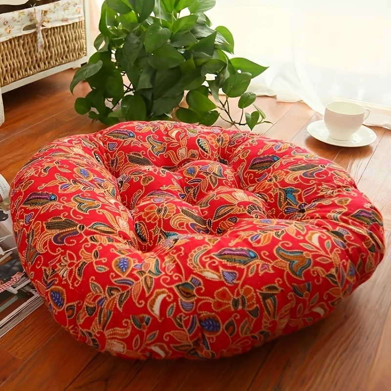 Bohemian Red Blossom Meditation Cushion | Mindful Home Comfort