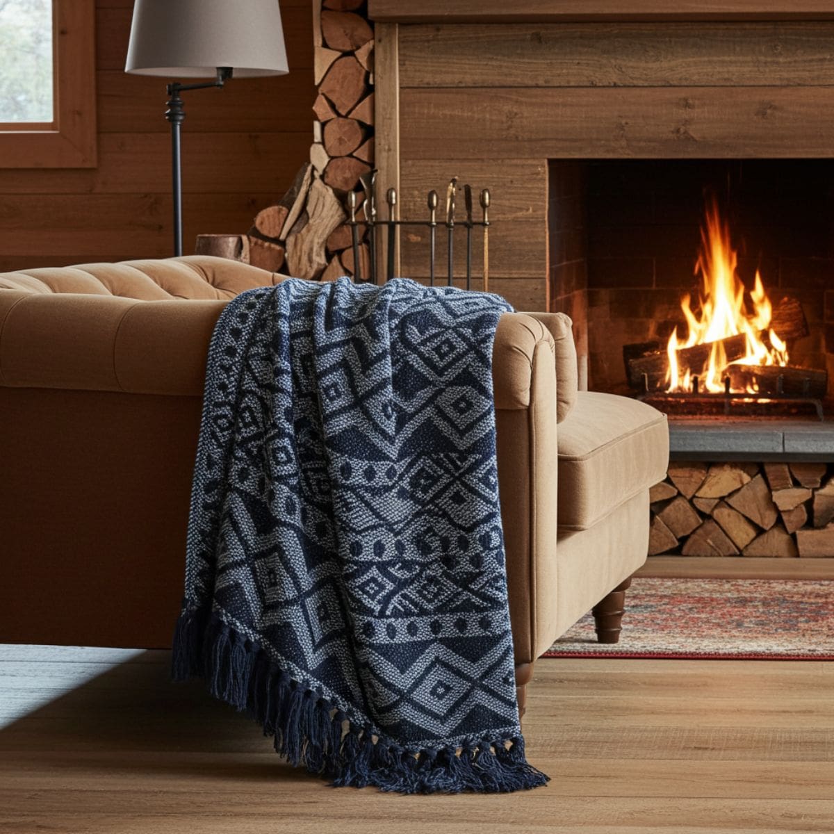 Aylmer Geometric Cotton Throw – Charcoal & Grey