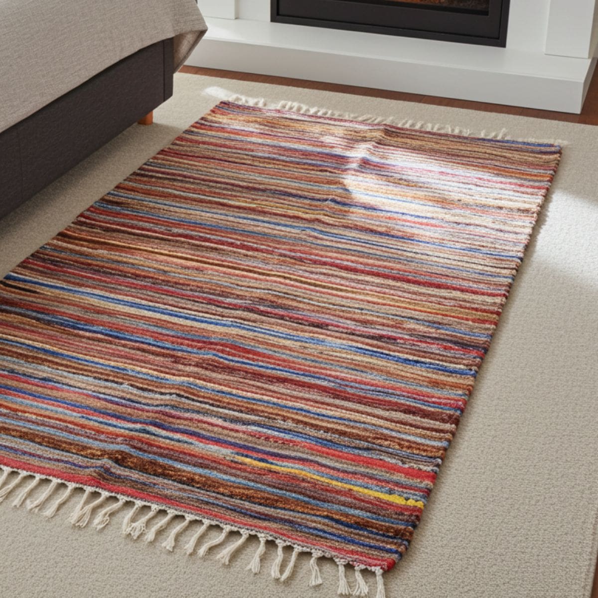 Large Velvet Rag Rug – 105 × 185 cm
