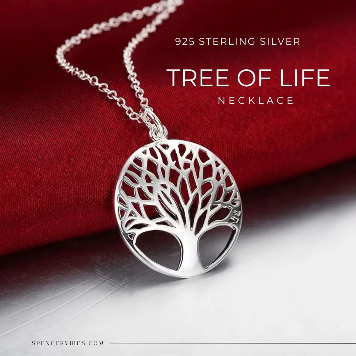 Silver Round Tree of Life Pendant Necklace