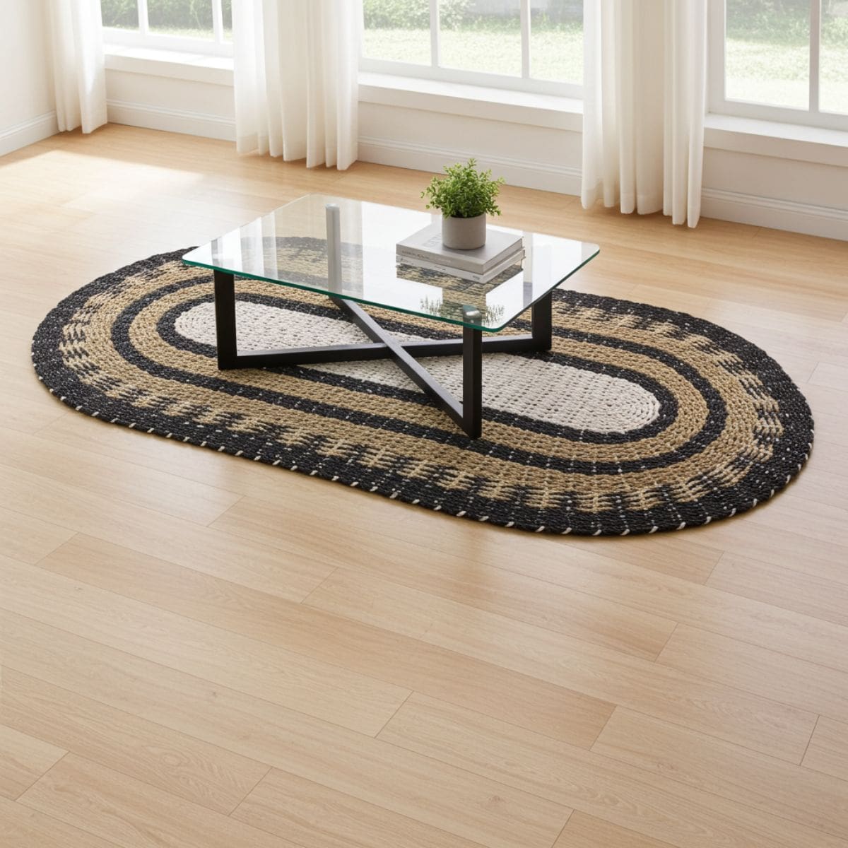 Seagrass Rug – Handwoven Oval Weave (60 × 120cm)