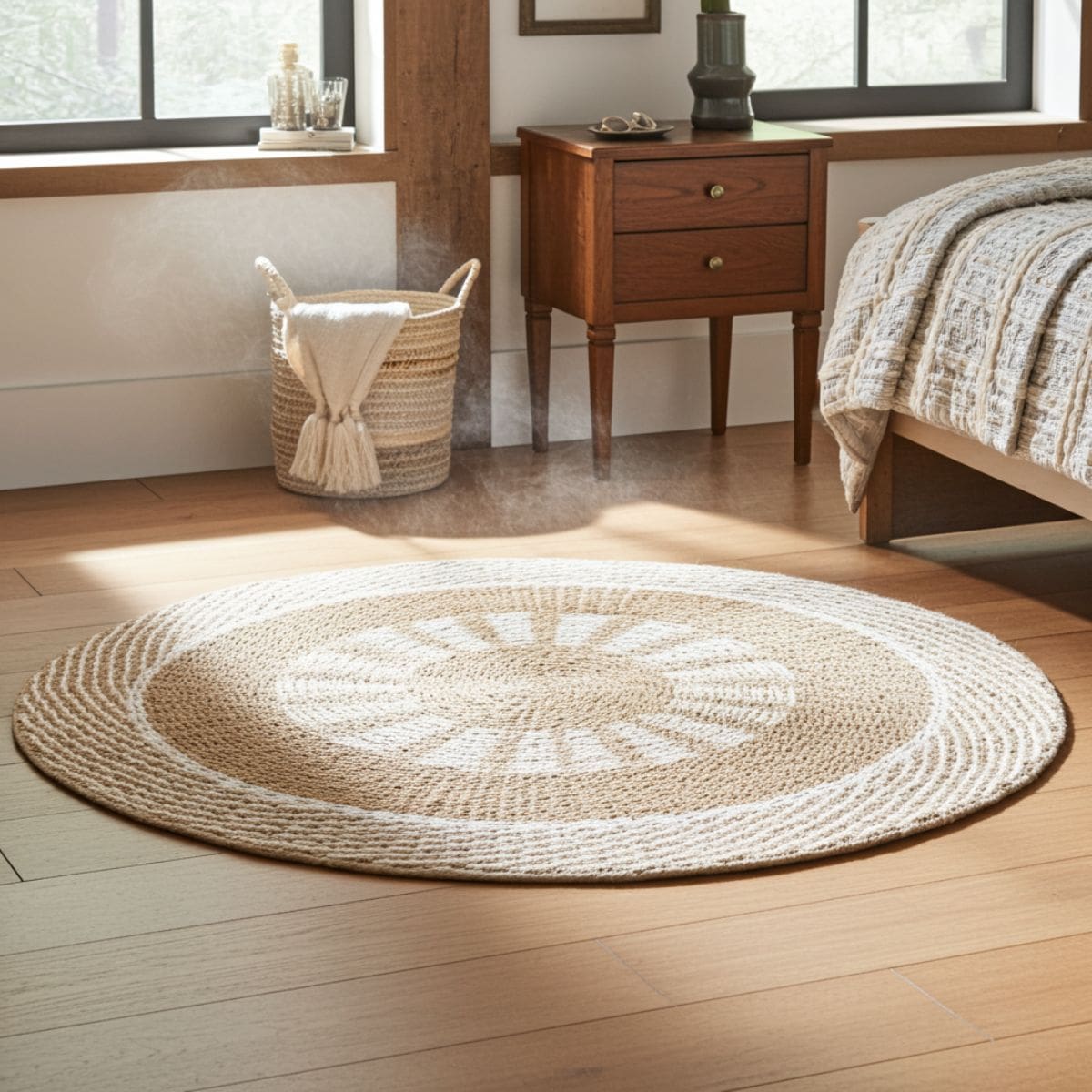 Seagrass Rug – Round Woven Natural (1m)