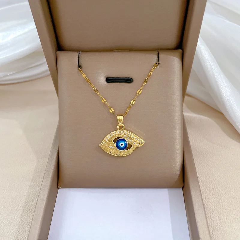 Golden Eye Charm Necklace | Turkish Evil Eye Pendant