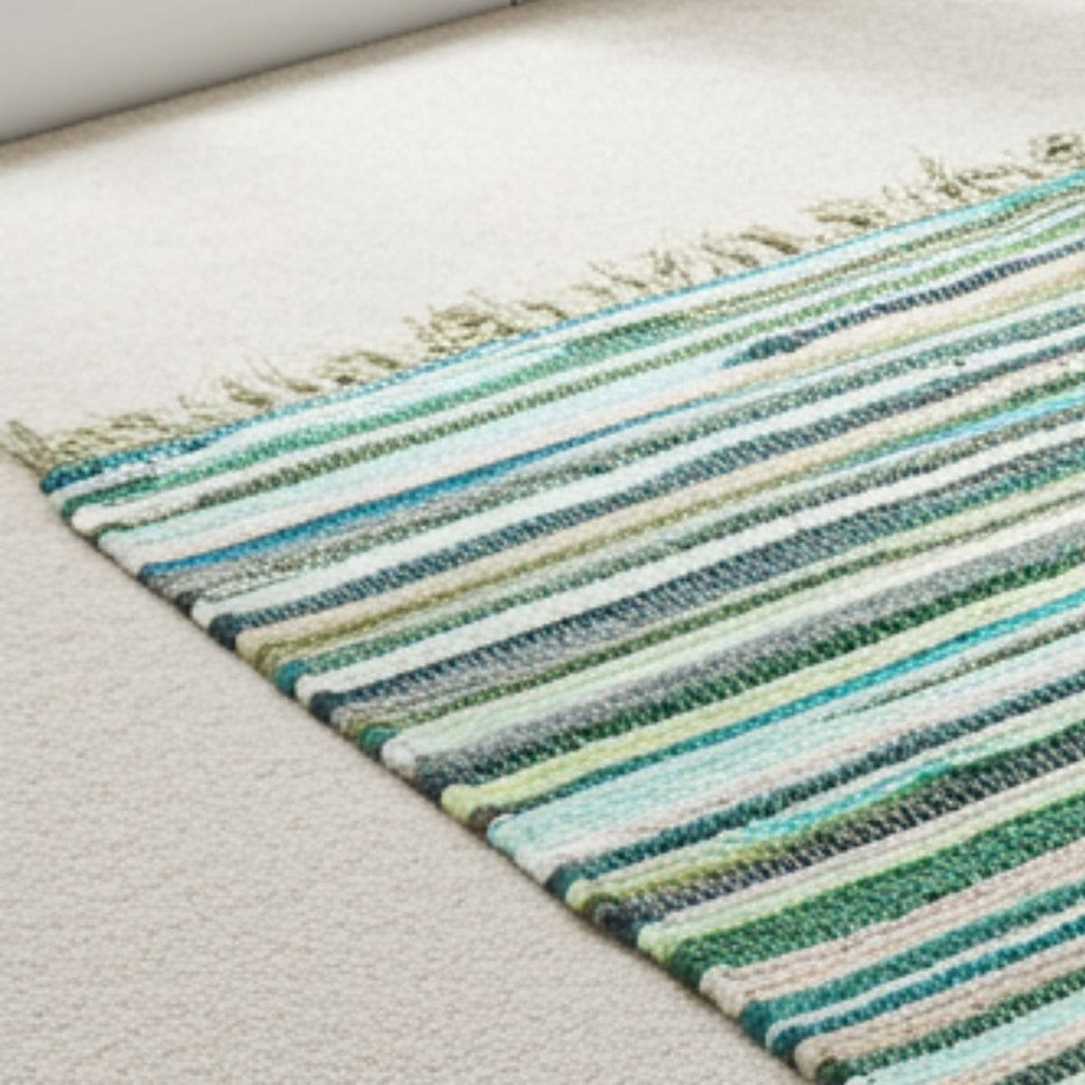 Large Rag Rug – 150x90cm – premium quality – Natural Greens